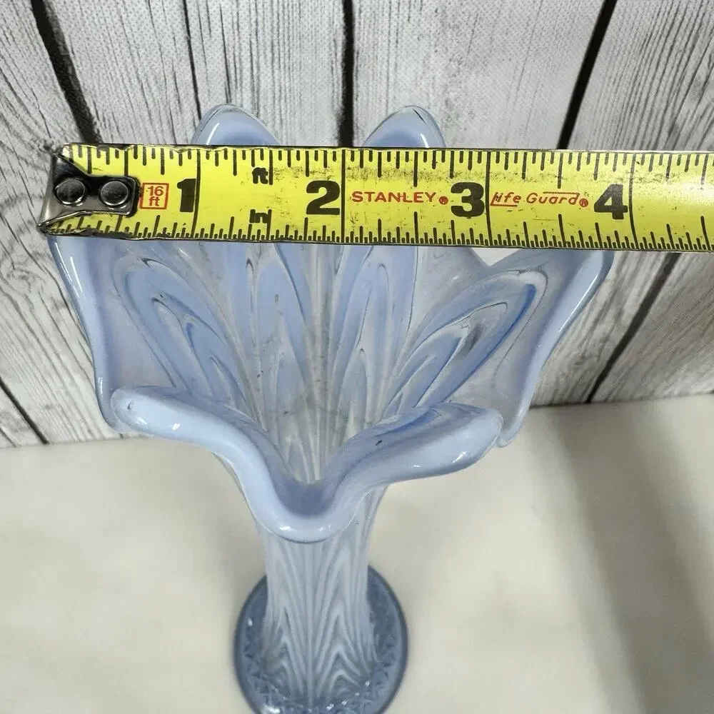 Fenton Boggy Bayou Swung Vase Light Blue Opalescent 11.5” Tall